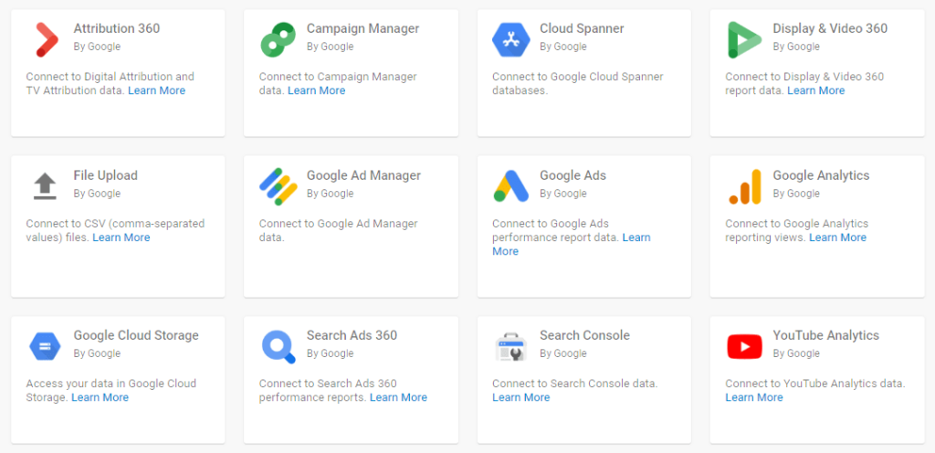 Google connectors для Data Studio