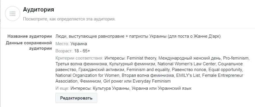 Аудитория 3 для продвижения
