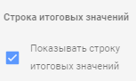 Строка итоговых значений