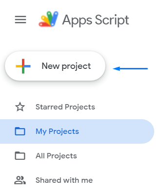 Новый проект в Apps Script