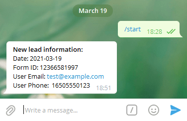 Сообщение о лиде в Telegram