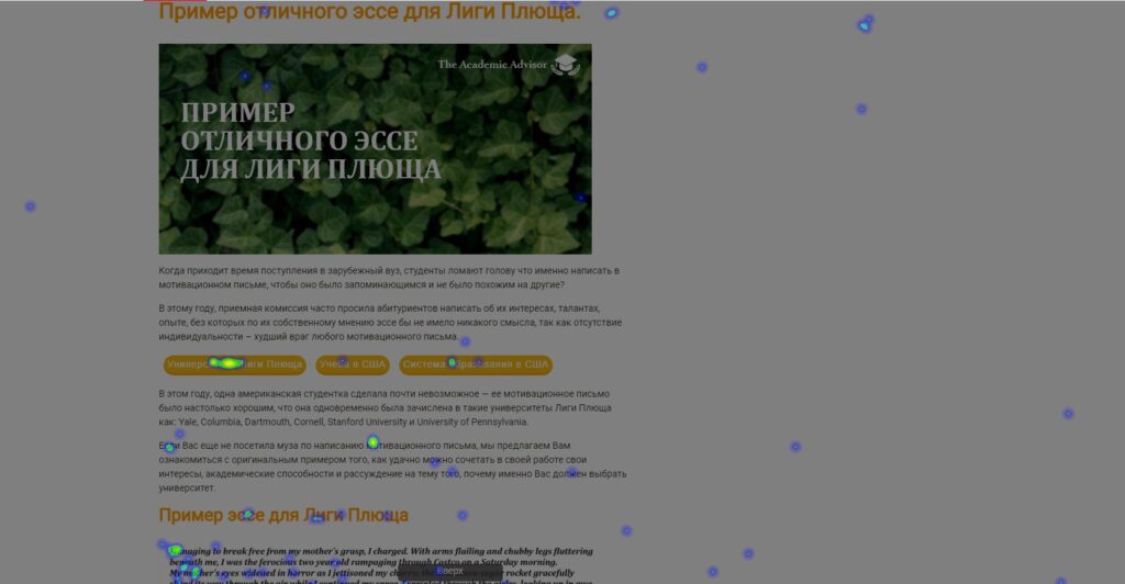 Карта кликов для информационной статьи