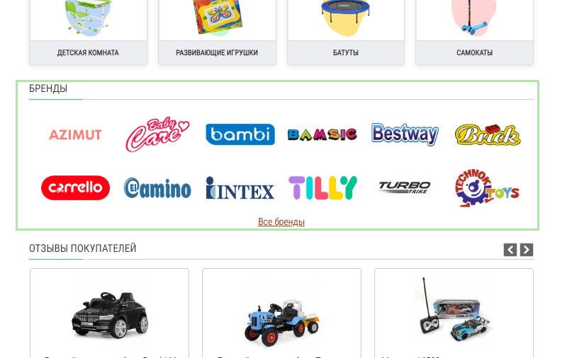 блок брендов на главной странице OpenCart